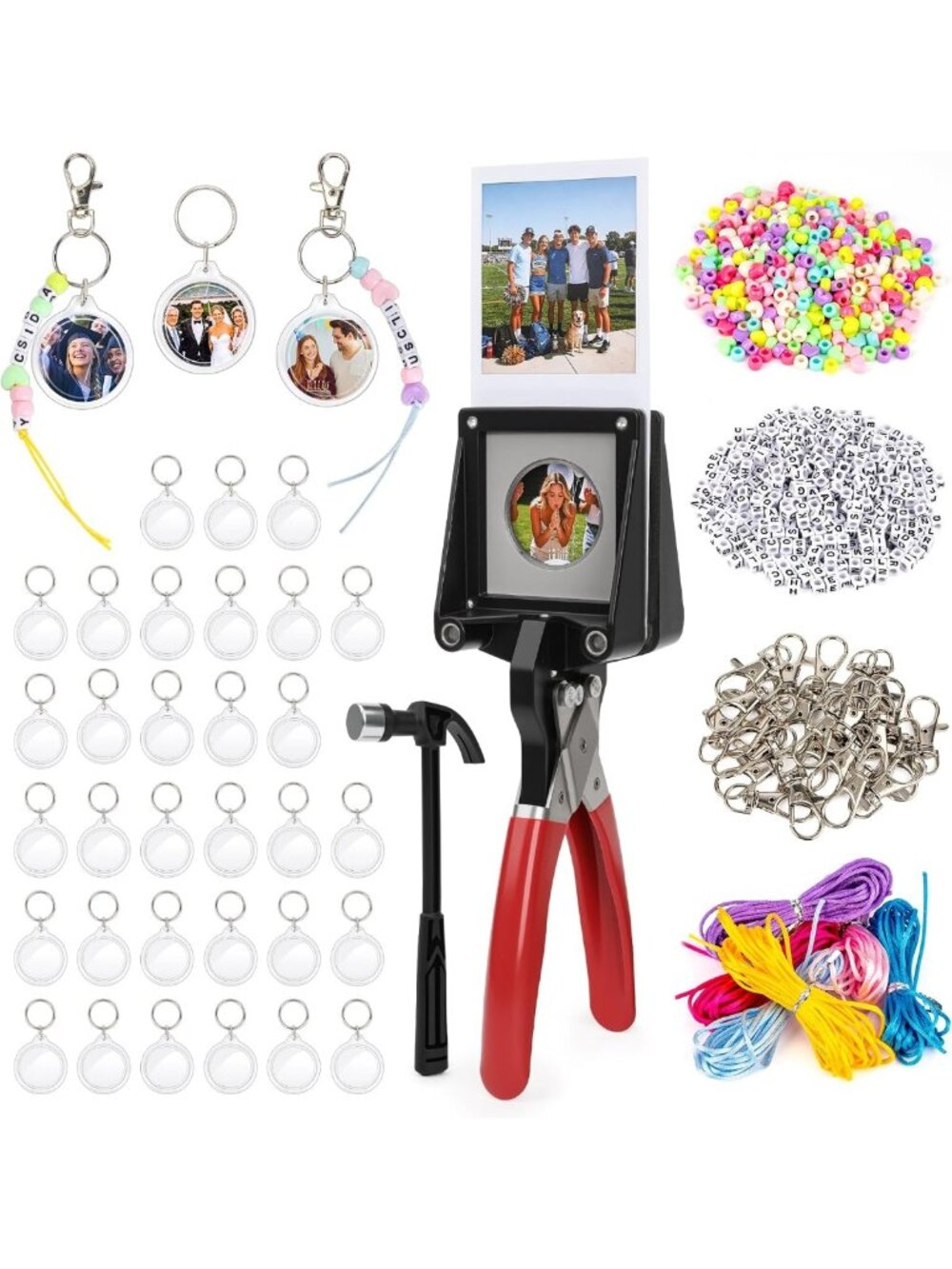 64 PCS Keychain Photo Cutter Kit with 35mm Circle Cutter - DIY Craft Supplies